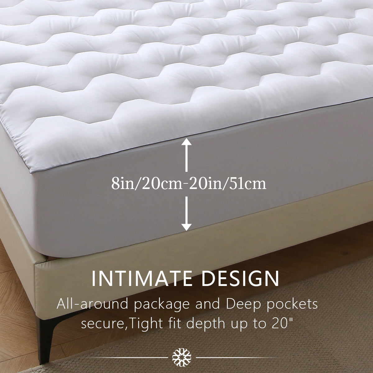 Urbanlife Extra Thick Snow Down Mattress Topper for Deep Sleep, Wave