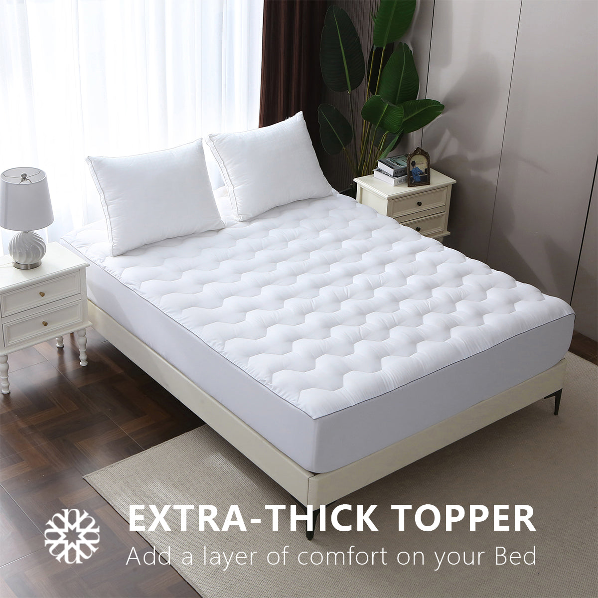 Urbanlife Extra Thick Snow Down Mattress Topper for Deep Sleep, Wave
