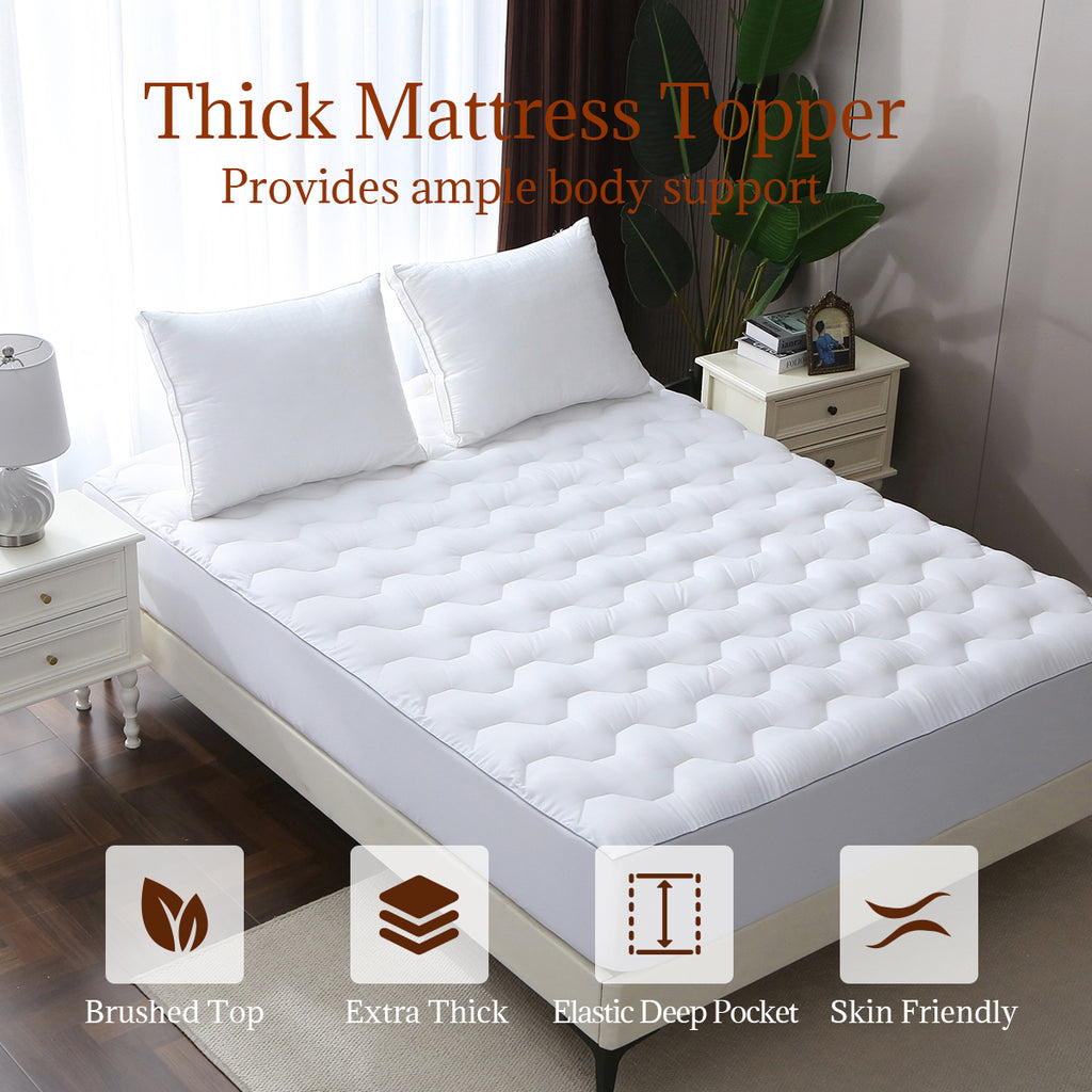 Urbanlife Extra Thick Snow Down Mattress Topper for Deep Sleep, Wave