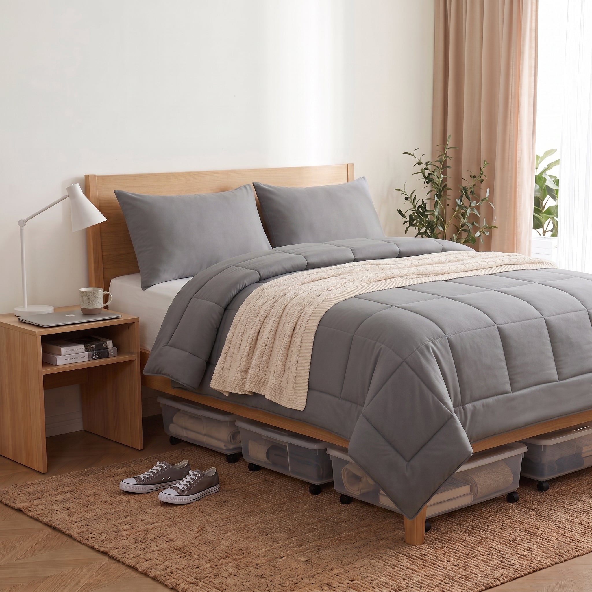 Urbanlife All Season Down Alternative Comforter Set, Box Stitched Soft Microfiber Duvet Insert with Pillow Shams, 2/3 Pieces Bedding Set